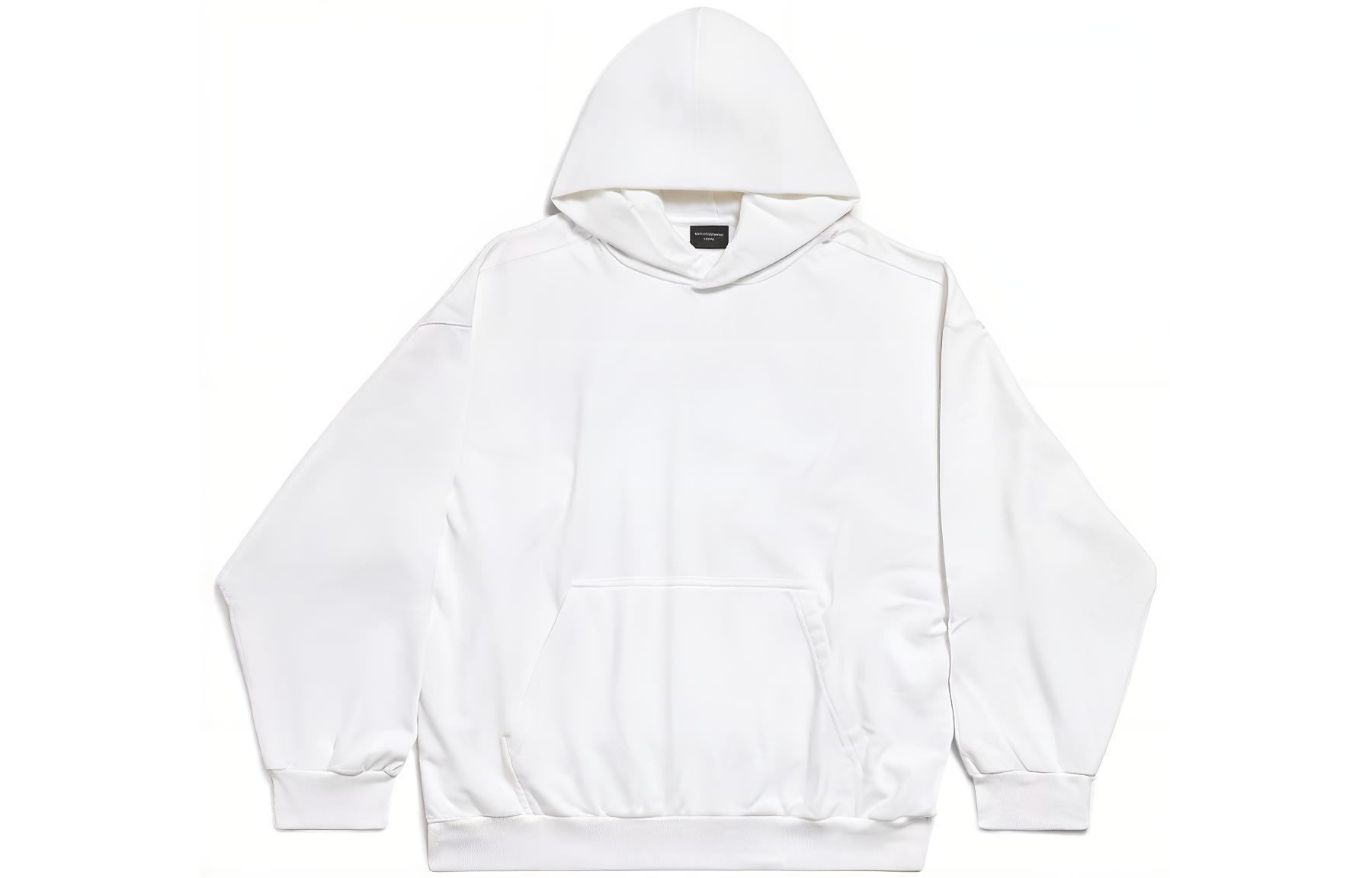 Balenciaga FW23 White Letter Print Hoodie Unisex Regular Fit Pullover. 767877TPVU59601