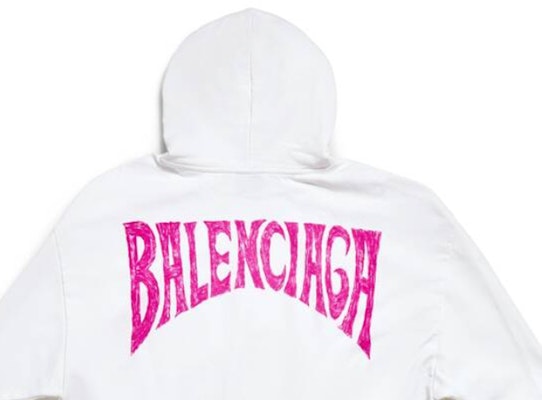 Sudadera Balenciaga FW23 Blanca con Letras Estampadas Unisex Ajuste Regular. 767877TPVU59601 Sizing Sudadera Balenciaga FW23 Blanca con Letras Estampadas Unisex Ajuste Regular. 767877TPVU59601