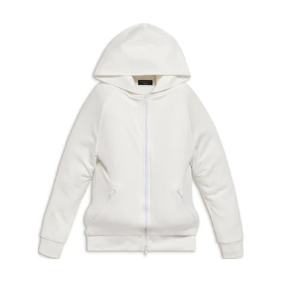 Balenciaga FW23 White Solid Color Zip Hoodie Unisex Regular Fit 768921TMV159000