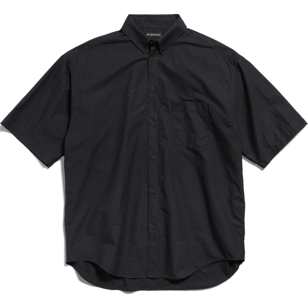 Balenciaga FW24  Back Logo Print Black Short Sleeve Casual Shirt Regular Fit 794594TNM601000