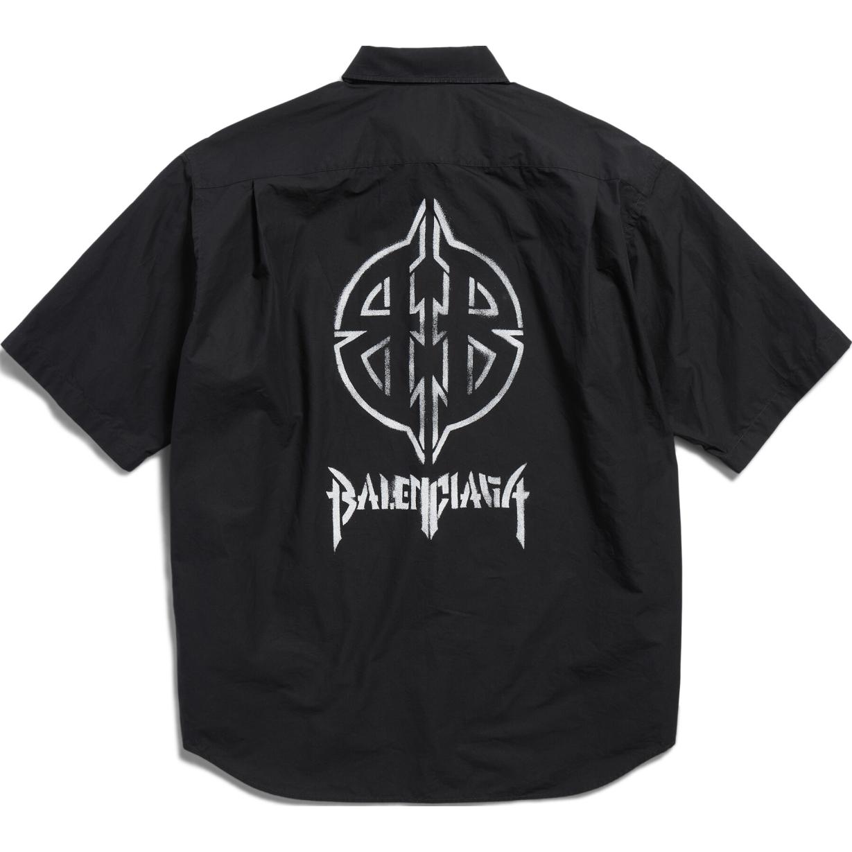 Balenciaga FW24  Back Logo Print Black Short Sleeve Casual Shirt Regular Fit 794594TNM601000 圖 3