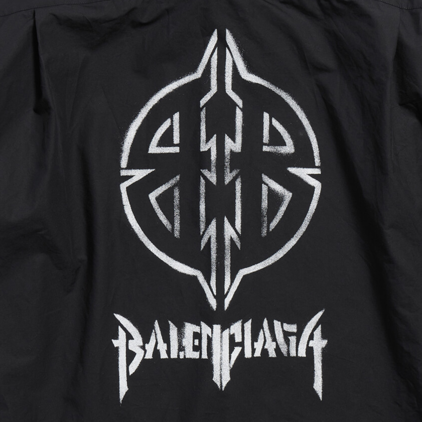 Balenciaga FW24  Back Logo Print Black Short Sleeve Casual Shirt Regular Fit 794594TNM601000 圖 4