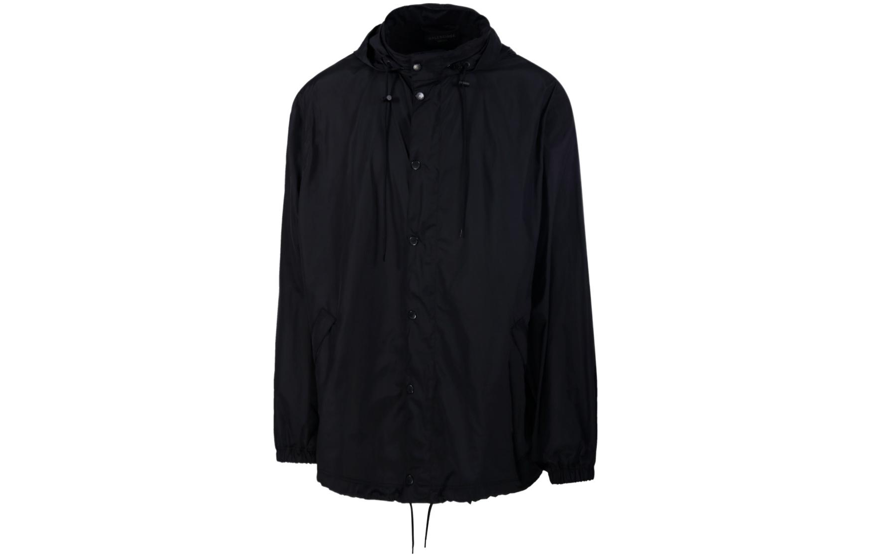 Order 발렌시아가 FW24 블랙 로고 프린트 후드 재킷 레귤러 핏. 791285TPO061000