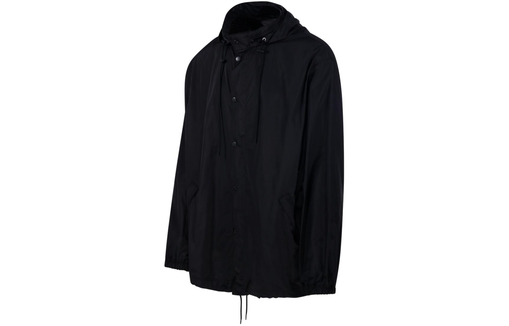 Shop 발렌시아가 FW24 블랙 로고 프린트 후드 재킷 레귤러 핏. 791285TPO061000