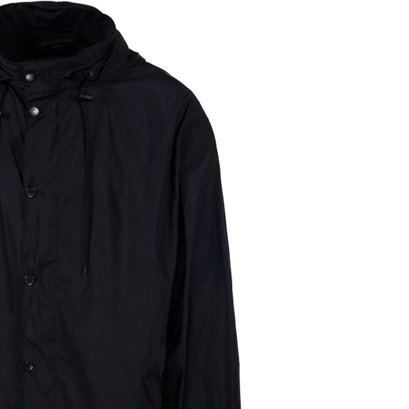 Purchase 발렌시아가 FW24 블랙 로고 프린트 후드 재킷 레귤러 핏. 791285TPO061000