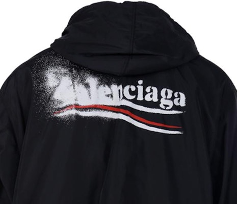 발렌시아가 FW24 블랙 로고 프린트 후드 재킷 레귤러 핏. 791285TPO061000 Sizing 발렌시아가 FW24 블랙 로고 프린트 후드 재킷 레귤러 핏. 791285TPO061000