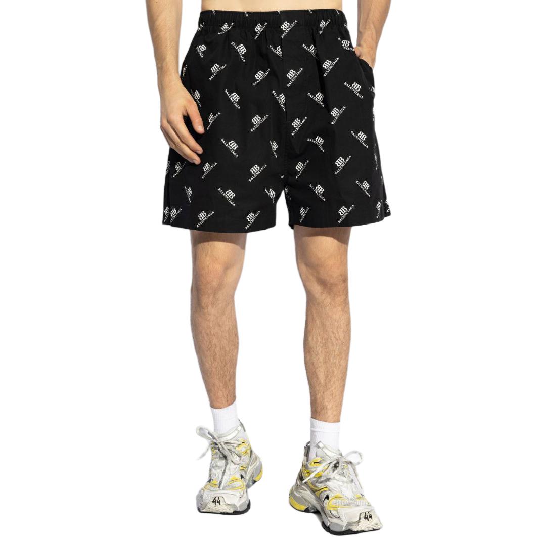 Balenciaga FW24  Black Logo Print Straight Casual Shorts. 746223TQL141070 圖 3
