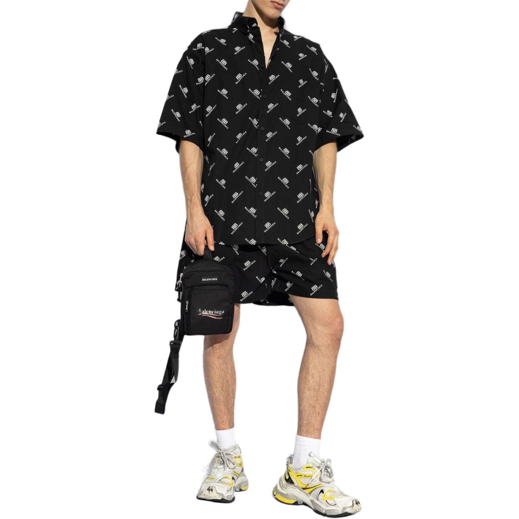 Balenciaga FW24  Black Logo Print Straight Casual Shorts. 746223TQL141070 圖 4