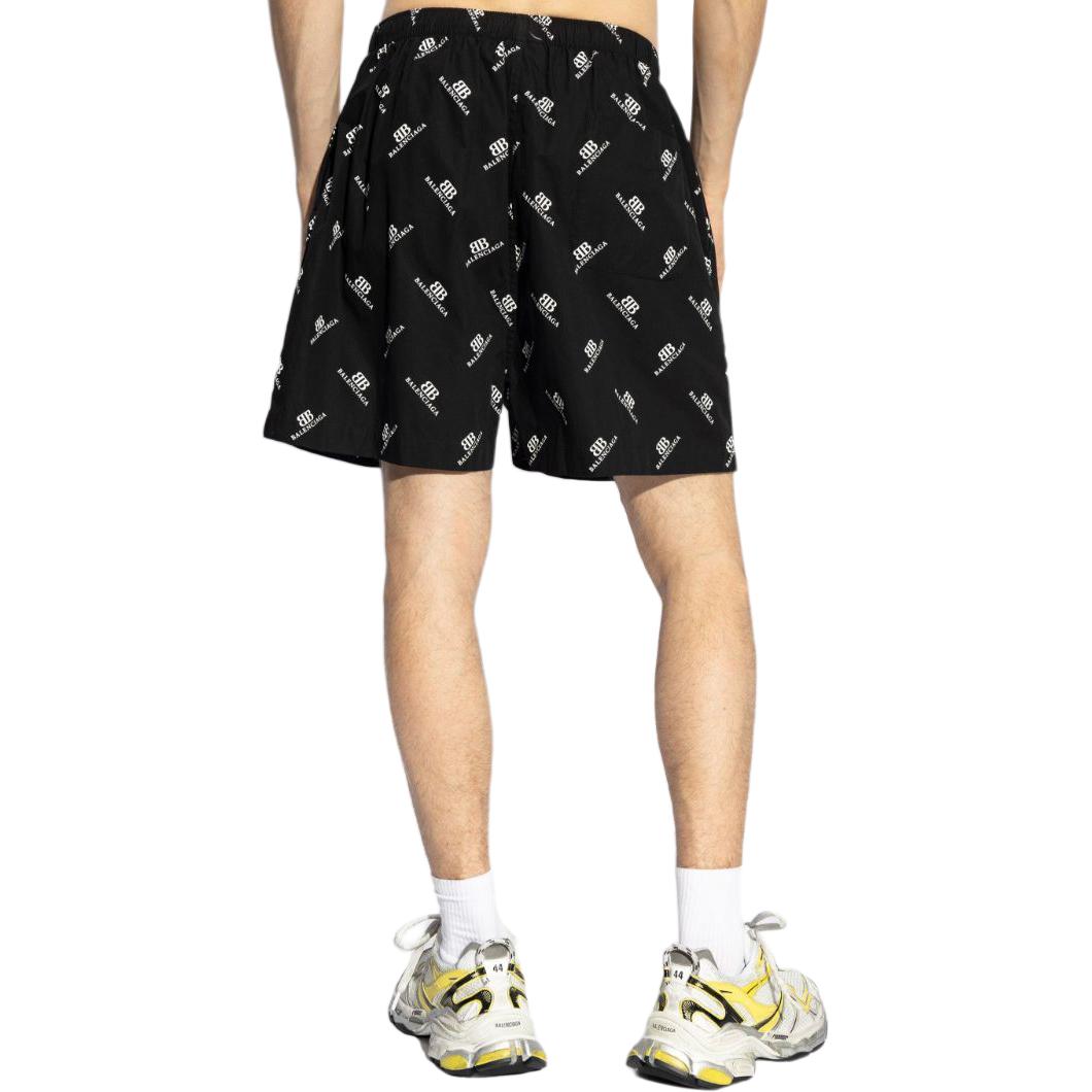 Balenciaga FW24  Black Logo Print Straight Casual Shorts. 746223TQL141070 圖 5