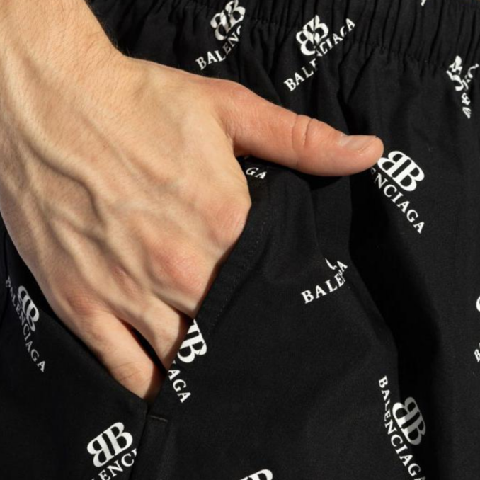 Balenciaga FW24  Black Logo Print Straight Casual Shorts. 746223TQL141070 圖 6