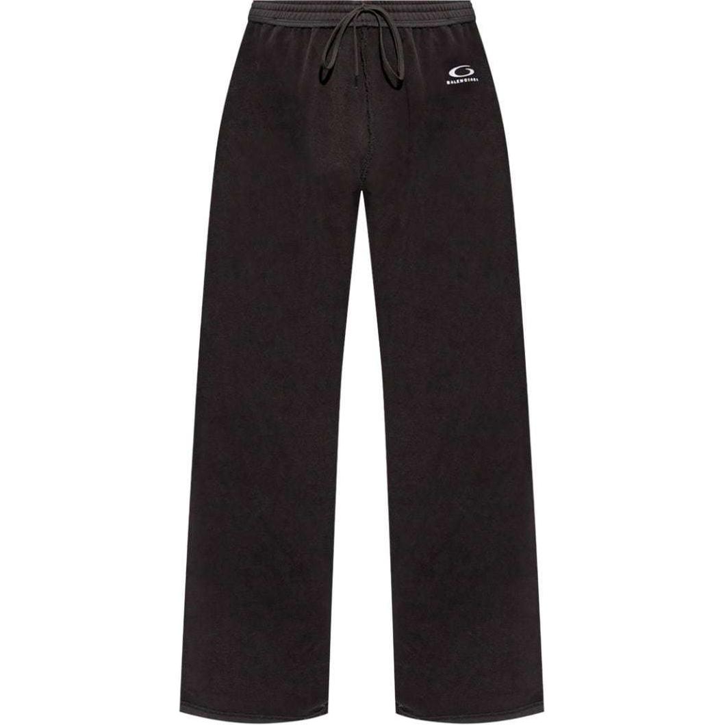 Balenciaga FW24  Black Wide-Leg Knit Joggers with Embroidered Logo. 808266TRVF3