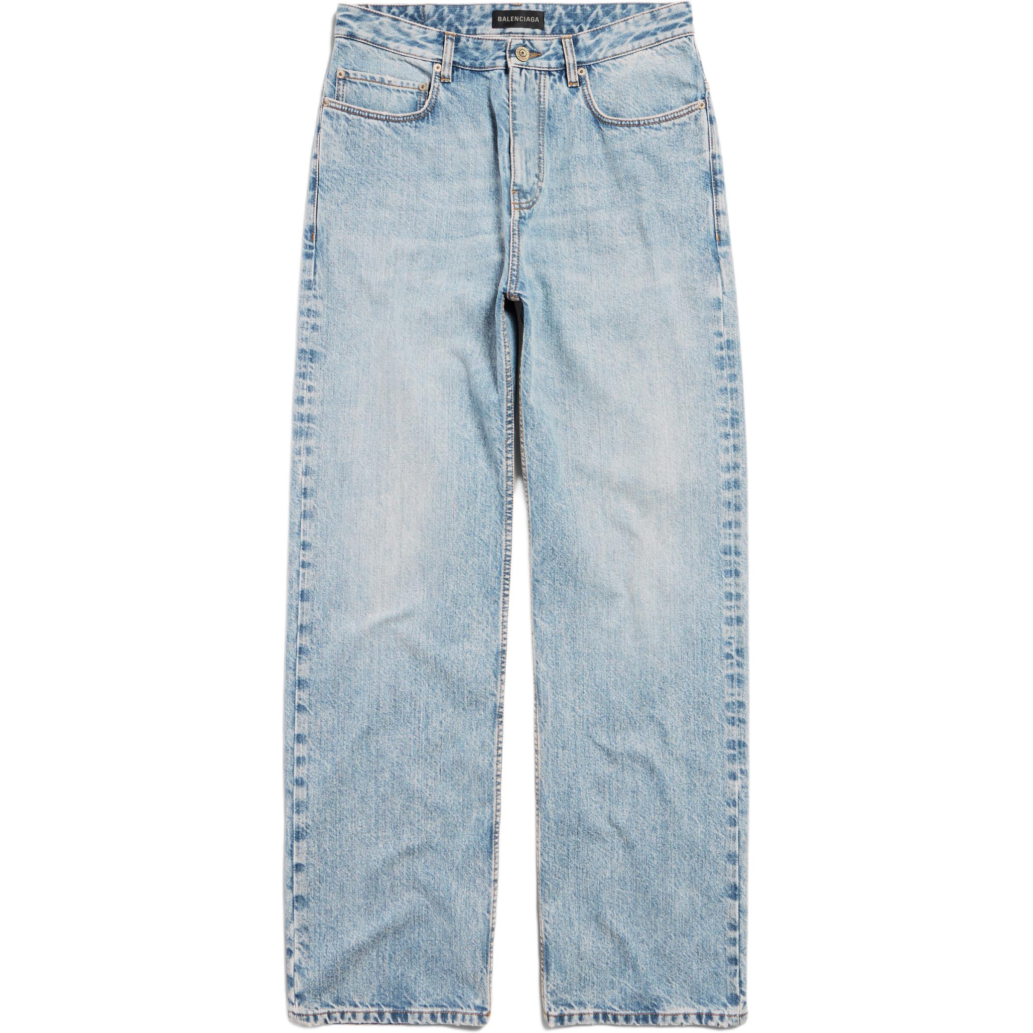 Balenciaga FW24  Blue Regular Fit Jeans with Solid Color and Zipper Pockets. 810786TRW556185