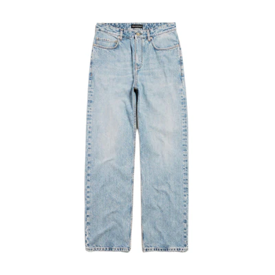 Balenciaga FW24 Blue Regular Fit Jeans with Solid Color and Zipper Pockets. 810786TRW556185