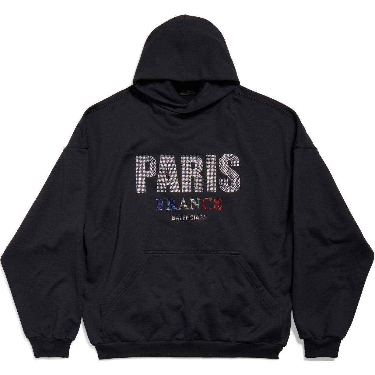 Order 巴黎世家 FW24 字母印花黑色连帽衫 男女同款宽松版型. 803265TRVL41000