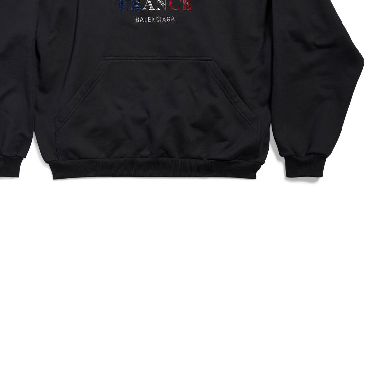 Shop 巴黎世家 FW24 字母印花黑色连帽衫 男女同款宽松版型. 803265TRVL41000