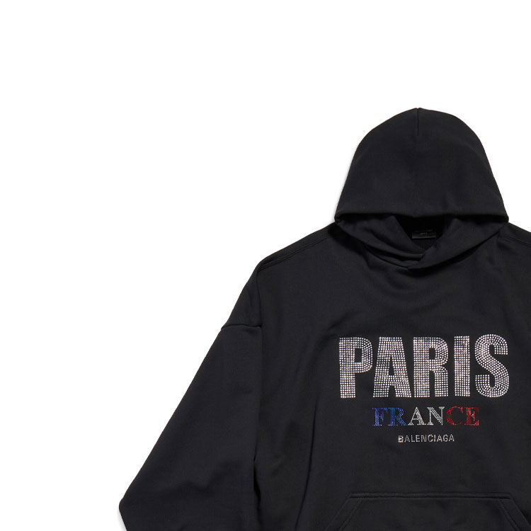 Purchase 巴黎世家 FW24 字母印花黑色连帽衫 男女同款宽松版型. 803265TRVL41000