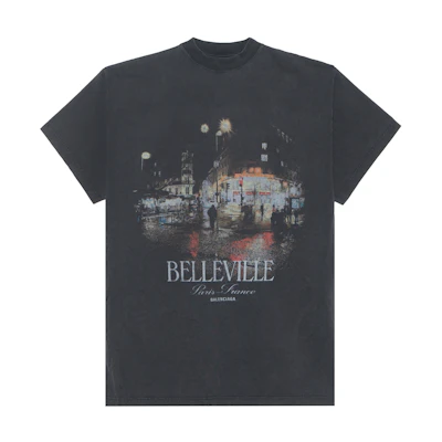 Balenciaga FW24 Alphabet Print Oversized Unisex Black Crewneck T-Shirt. 787349TRVP71041