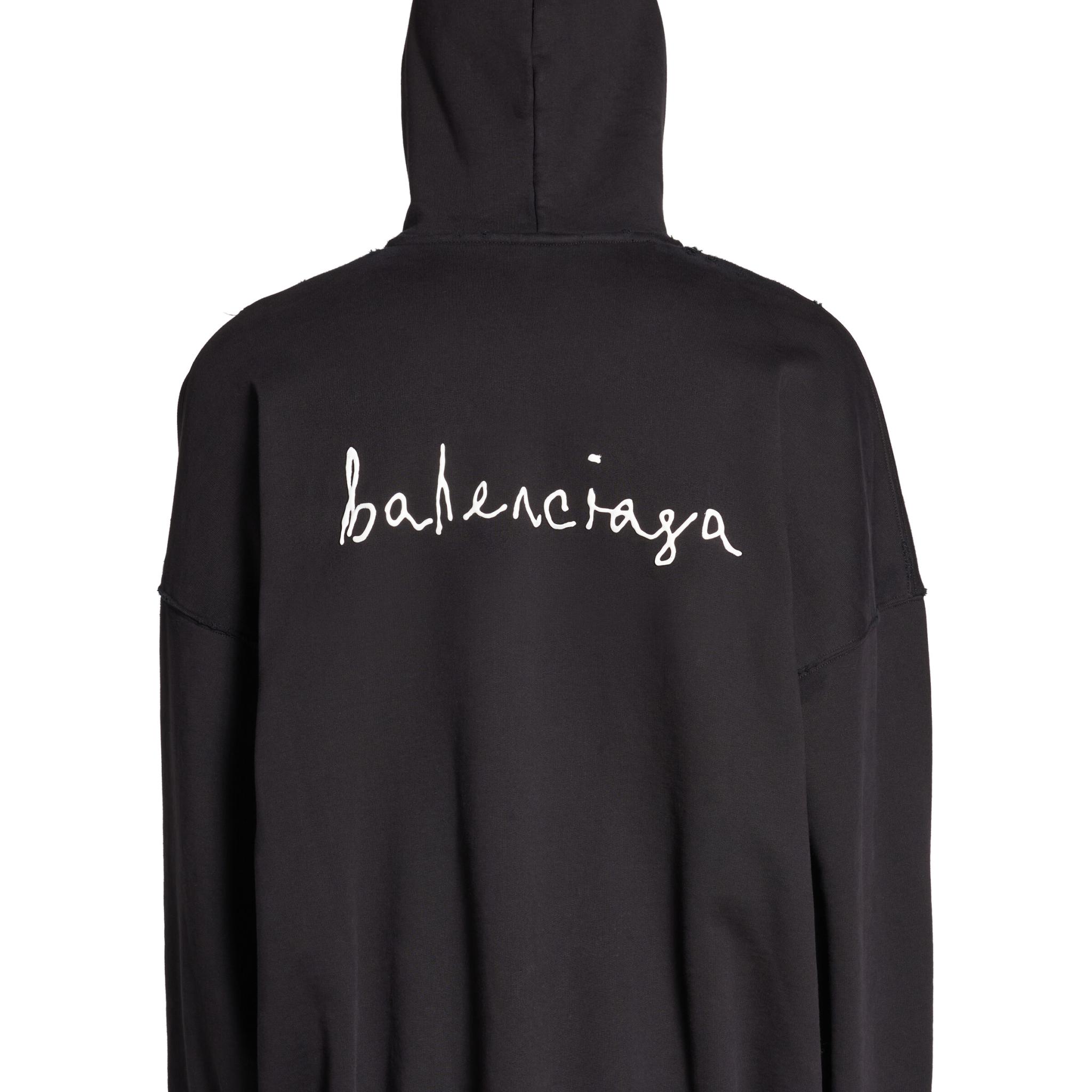 Purchase 발렌시아가 FW24 블랙 후드 유니섹스 세븐 발렌타인 하트 프린트 캐주얼 핏. 739024TQVV99034