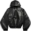 Order Balenciaga FW24 Black Leather Zip-Up Hoodie Jacket Unisex Loose Fit. 790311TQS141000