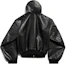 Lookbook Balenciaga FW24 Black Leather Zip-Up Hoodie Jacket Unisex Loose Fit. 790311TQS141000