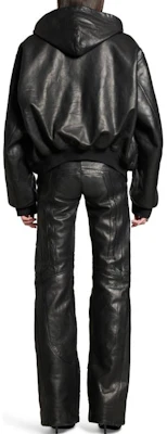 Balenciaga FW24 Black Leather Zip-Up Hoodie Jacket Unisex Loose Fit. 790311TQS141000 Purchase Balenciaga FW24 Black Leather Zip-Up Hoodie Jacket Unisex Loose Fit. 790311TQS141000
