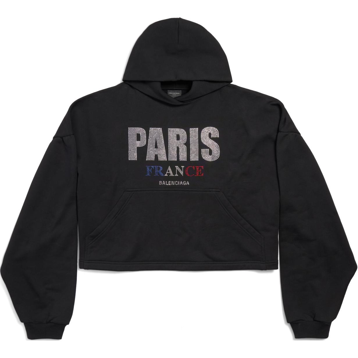 Balenciaga FW24 Black Letter Print Hoodie Unisex Oversized Fit, Short Style. 818433TRVL41000