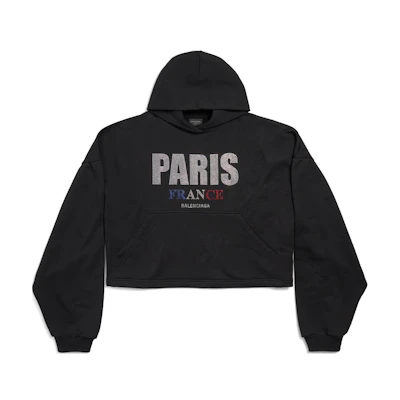 Balenciaga FW24 Black Letter Print Hoodie Unisex Oversized Fit, Short Style. 818433TRVL41000