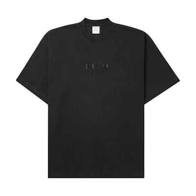 Balenciaga FW24 Black Logo Embroidered Crewneck T-Shirt Unisex Regular Fit. 764235TQVS82020