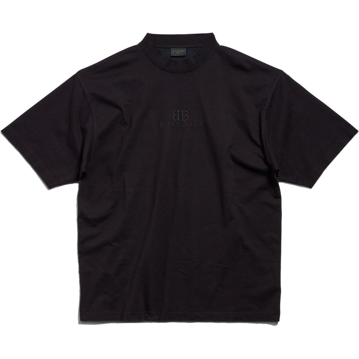 Balenciaga FW24 Black Logo Embroidered Crewneck T-Shirt Unisex Regular Fit. 764235TQVS82020 圖 2