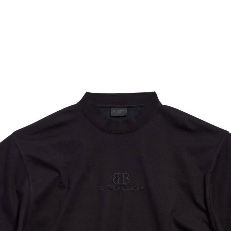 Balenciaga FW24 Black Logo Embroidered Crewneck T-Shirt Unisex Regular Fit. 764235TQVS82020 圖 6