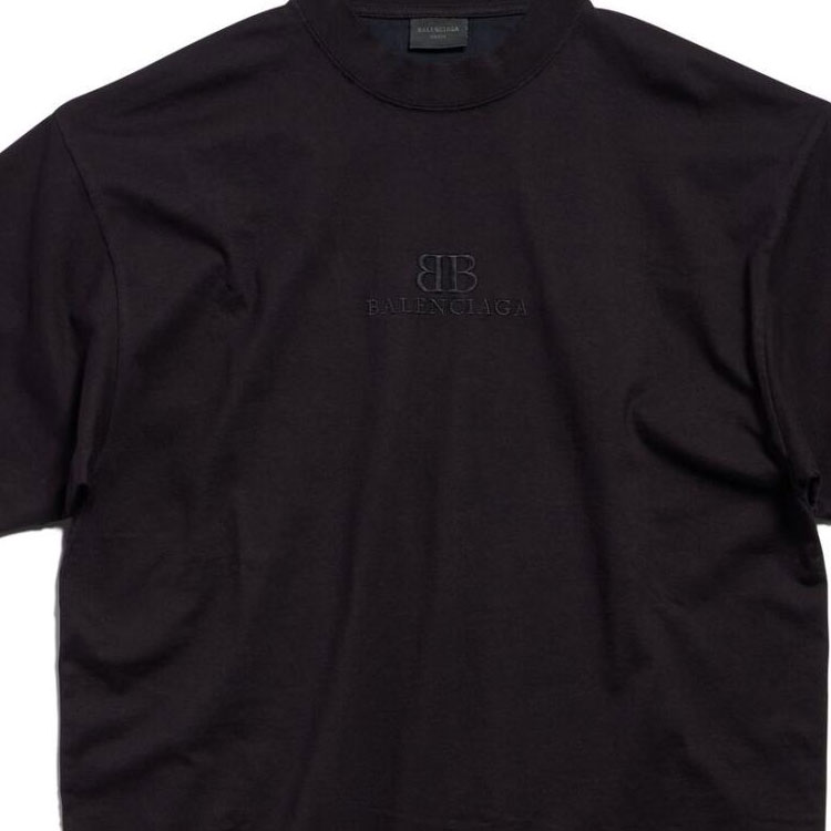 Balenciaga FW24 Black Logo Embroidered Crewneck T-Shirt Unisex Regular Fit. 764235TQVS82020 圖 7