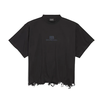 Balenciaga FW24 Black Logo Embroidered Unisex Crewneck T-Shirt. 783399TQVS81083