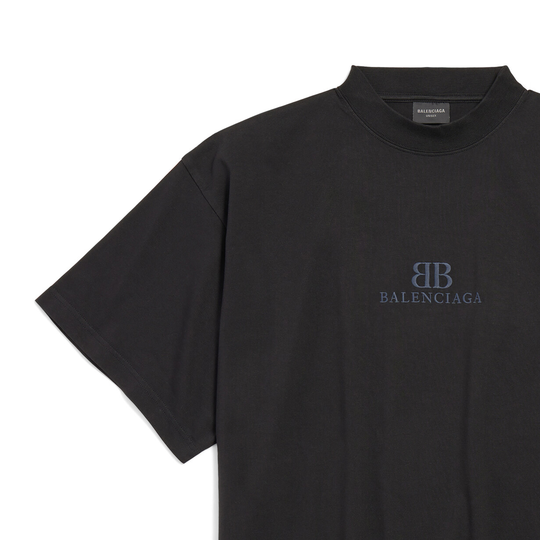 Sizing Balenciaga FW24 Black Logo Embroidered Unisex Crewneck T-Shirt. 783399TQVS81083