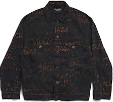 Balenciaga FW24 Bleachy Logo Print Denim Jacket Unisex Oversized Black. 799961TNW141700 Balenciaga FW24 Bleachy Logo Print Denim Jacket Unisex Oversized Black. 799961TNW141700