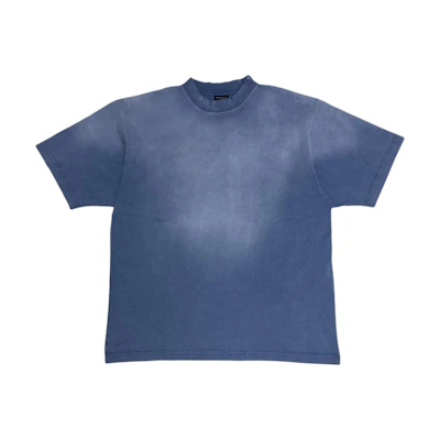 Balenciaga FW24 Blue Logo Embroidered Crewneck T-Shirt Mens. 764235TPVU42671