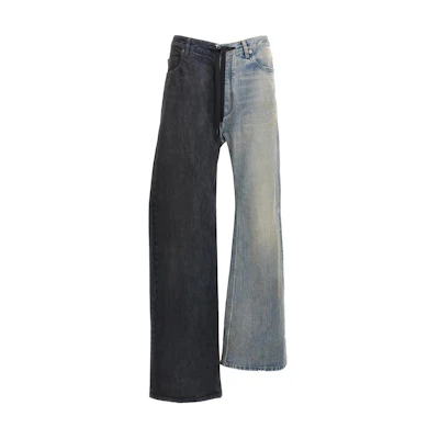 Balenciaga FW24 Colorblock Straight-Leg Jeans Loose Fit Unisex Blue Denim. 793766TQW722632