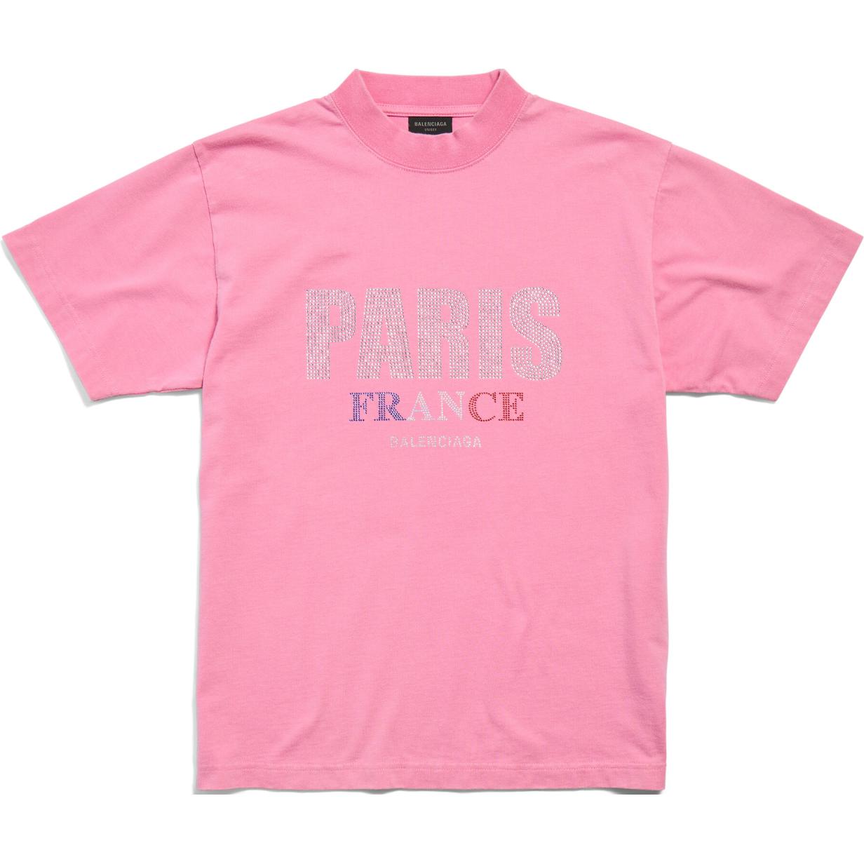 Balenciaga FW24 Crystal Letter Slim Fit Unisex Crewneck T-Shirt Faded Pink. 809122TRVL59568 圖 2