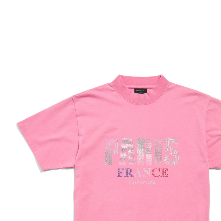 Balenciaga FW24 Crystal Letter Slim Fit Unisex Crewneck T-Shirt Faded Pink. 809122TRVL59568 圖 4