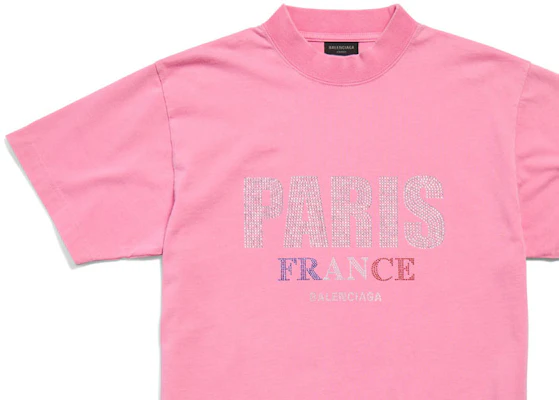 Balenciaga FW24 Crystal Letter Slim Fit Unisex Crewneck T-Shirt Faded Pink. 809122TRVL59568 Shop Balenciaga FW24 Crystal Letter Slim Fit Unisex Crewneck T-Shirt Faded Pink. 809122TRVL59568