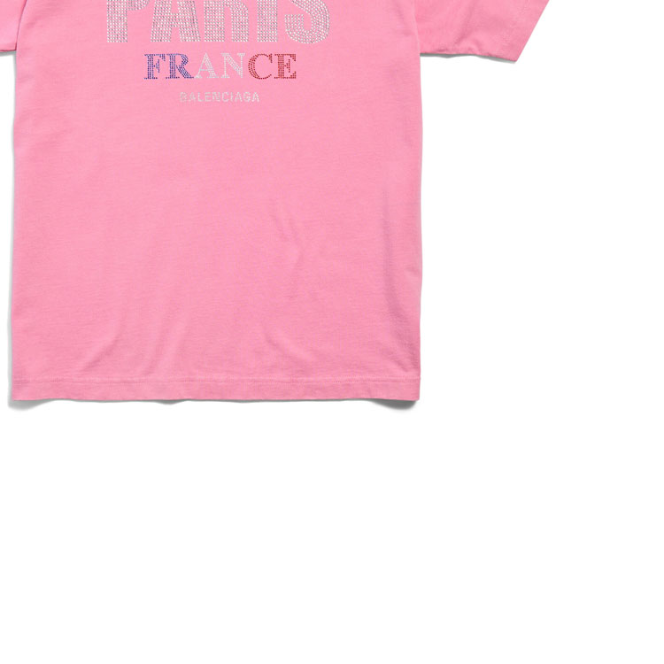 Balenciaga FW24 Crystal Letter Slim Fit Unisex Crewneck T-Shirt Faded Pink. 809122TRVL59568 圖 5