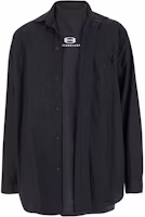 Balenciaga FW24 Distressed Button-Up Loose Fit Unisex Black Long Sleeve Shirt. 794656TNM601000 Balenciaga FW24 Distressed Button-Up Loose Fit Unisex Black Long Sleeve Shirt. 794656TNM601000