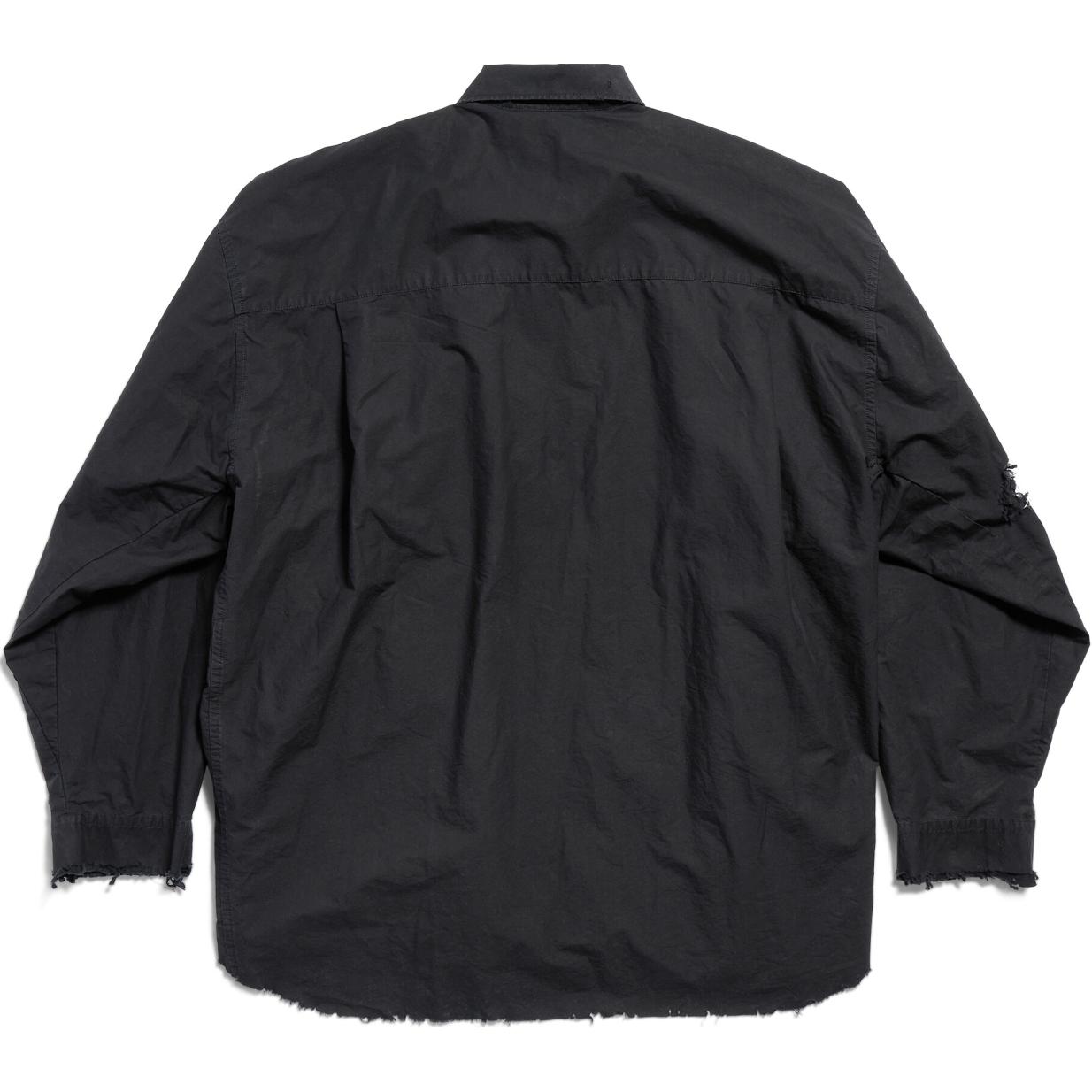 Balenciaga FW24 Distressed Button-Up Loose Fit Unisex Black Long Sleeve Shirt. 794656TNM601000 圖 3