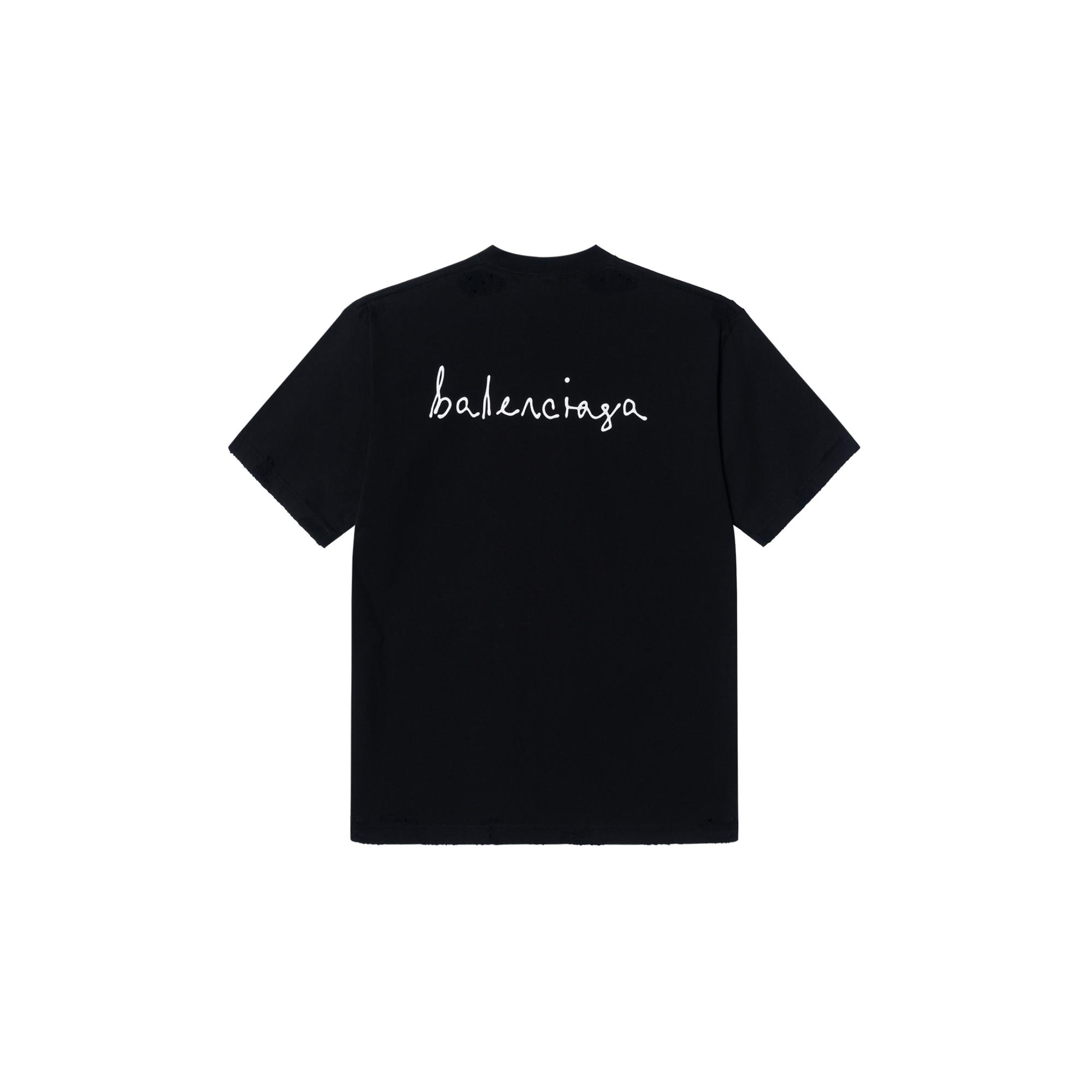 Lookbook 발렌시아가 FW24 디스트레스드 하트 루즈핏 블랙 티셔츠. 641675TQVV89034