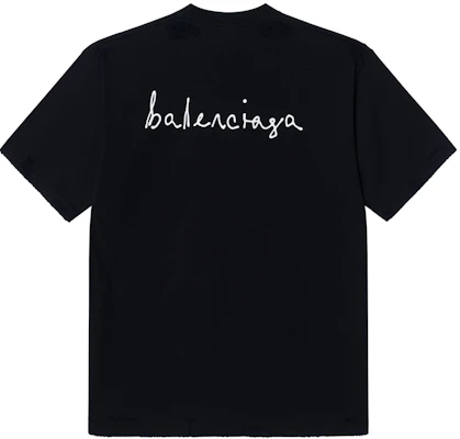 발렌시아가 FW24 디스트레스드 하트 루즈핏 블랙 티셔츠. 641675TQVV89034 Lookbook 발렌시아가 FW24 디스트레스드 하트 루즈핏 블랙 티셔츠. 641675TQVV89034