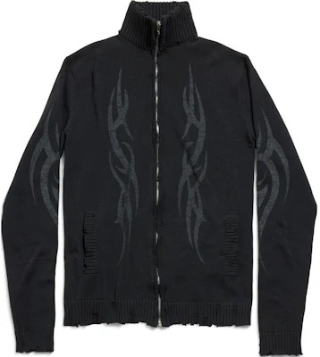 Balenciaga FW24 Distressed High-Neck Zipper Knit Sweater Regular Fit Black Men 808489T33361000 Buy Balenciaga FW24 Distressed High-Neck Zipper Knit Sweater Regular Fit Black Men 808489T33361000