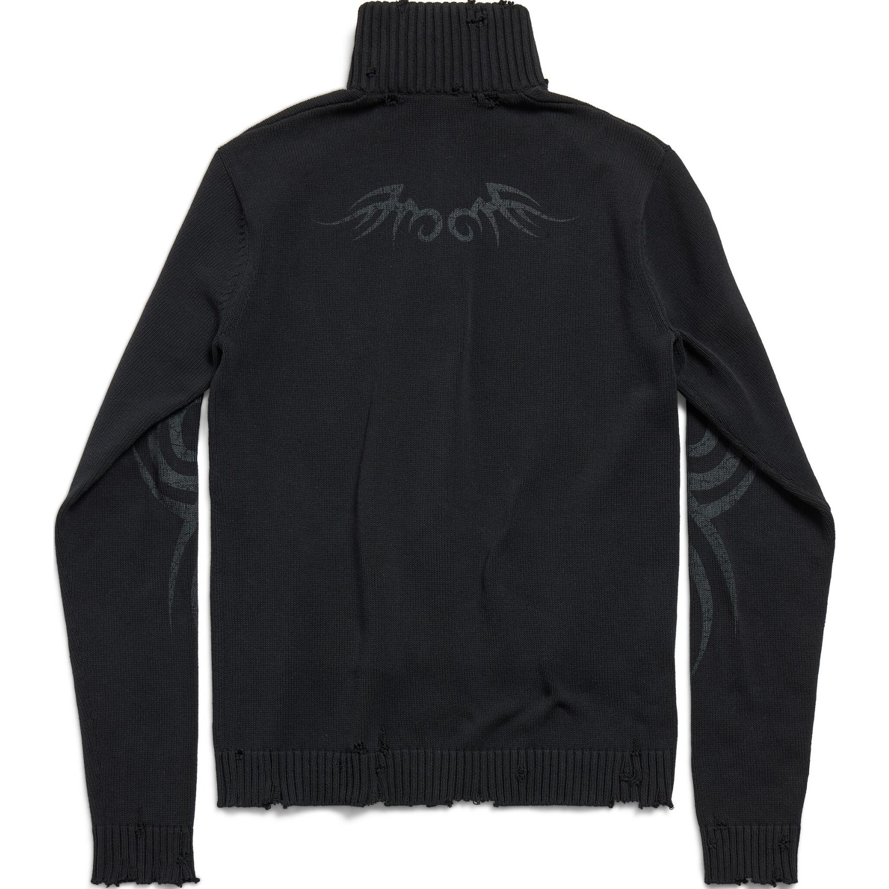 Balenciaga FW24 Distressed High-Neck Zipper Knit Sweater Regular Fit Black Men 808489T33361000 圖 3