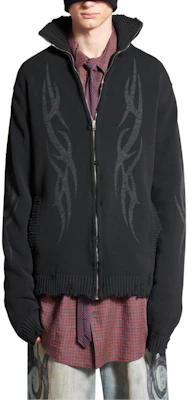 Balenciaga FW24 Distressed High-Neck Zipper Knit Sweater Regular Fit Black Men 808489T33361000 Sizing Balenciaga FW24 Distressed High-Neck Zipper Knit Sweater Regular Fit Black Men 808489T33361000