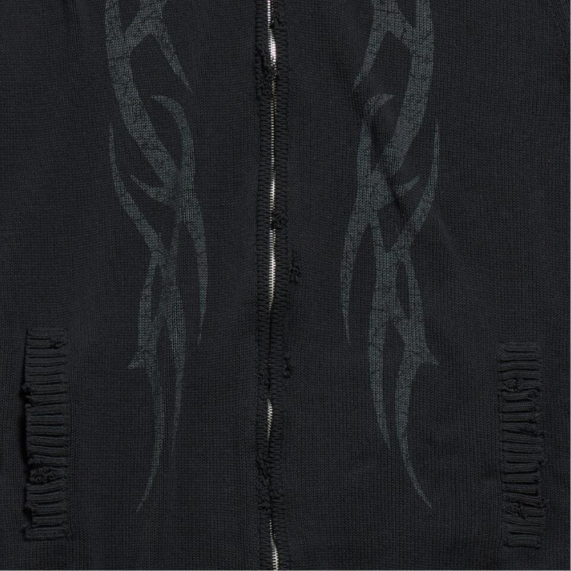 Balenciaga FW24 Distressed High-Neck Zipper Knit Sweater Regular Fit Black Men 808489T33361000 圖 8