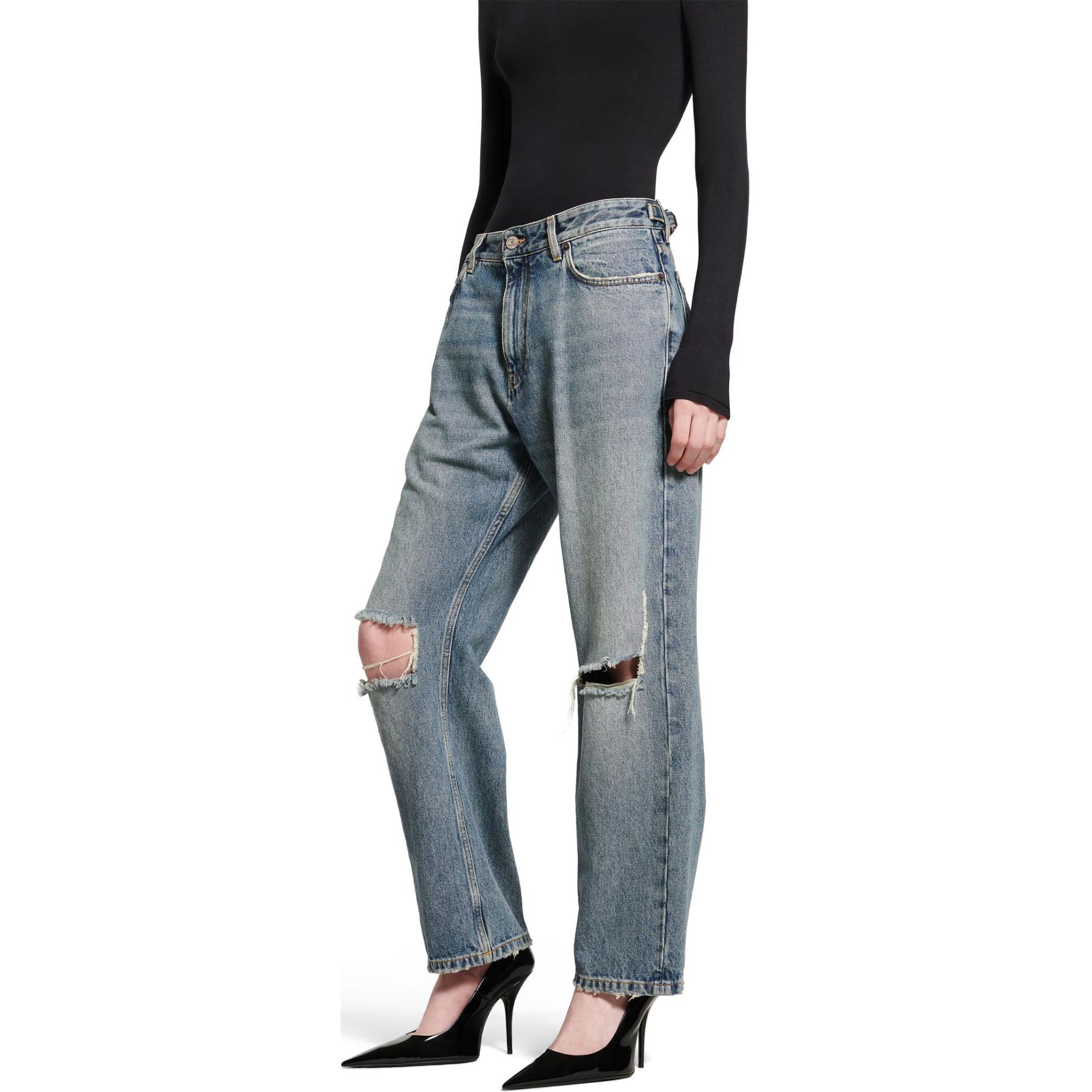 Details for 발렌시아가 FW24 디스트레싱 지퍼 루즈핏 스트레이트 중청진 유니섹스 745149THW254245