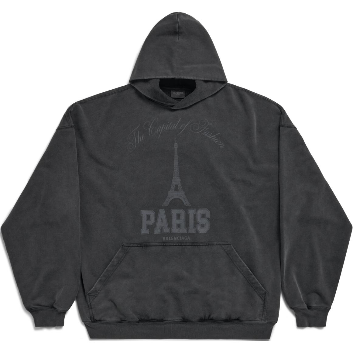 Balenciaga FW24 Faded Logo Hoodie Unisex Black - Oversized Fit Casual Style 803265TRVN41048